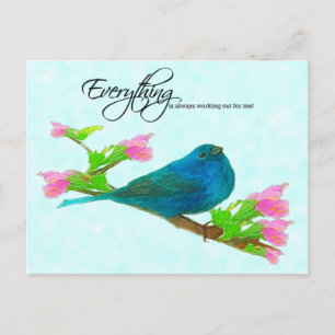 Indigo Blue Bunting - Everything is working out Postcard