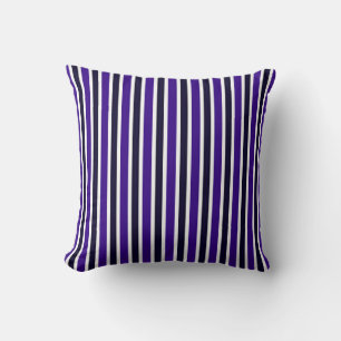 Indigo, Blue Charcoal and white stripes Cushion