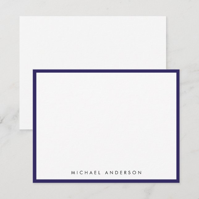 Indigo Blue Classic Border Correspondence     Card (Front/Back)