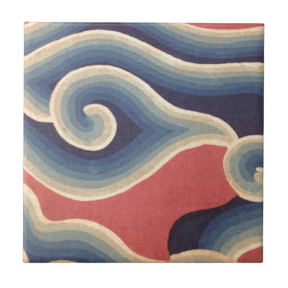 Indigo Blue Coral Japanese Wave Ceramic Tile