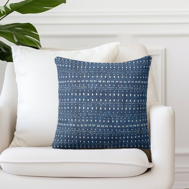 Indigo Blue Dots Throw Pillow (Creator Uploaded)