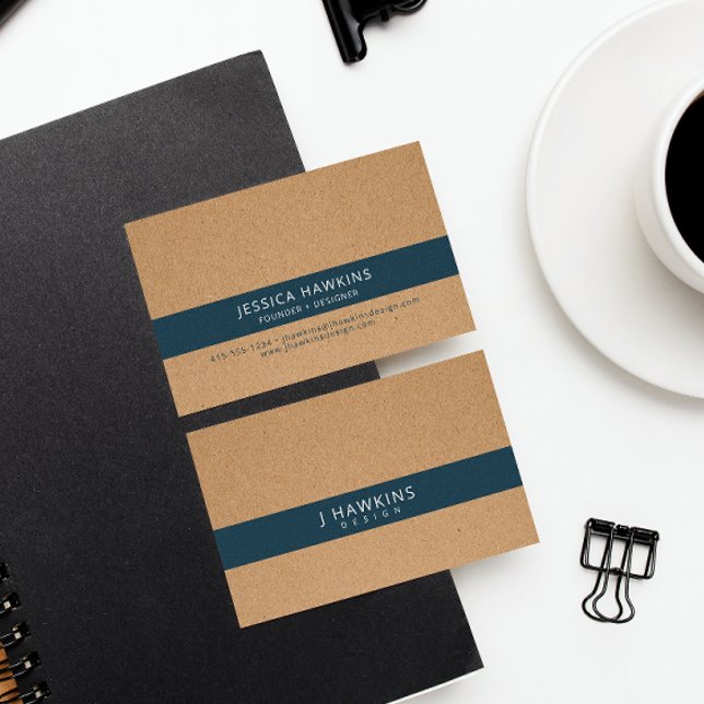 Indigo Blue • Elevate Kraft Paper Minimalist Business Card (Creator Uploaded)