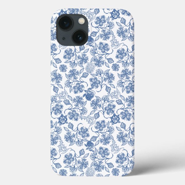 Indigo Blue Ethnic Floral Samsung Note 4 Case (Back)
