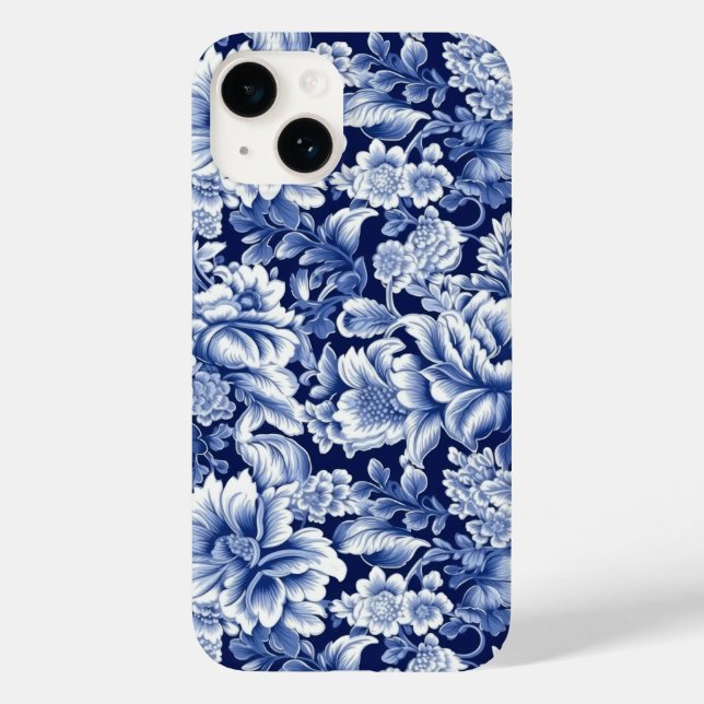 Indigo Blue Flowers Case-Mate iPhone Case (Back)