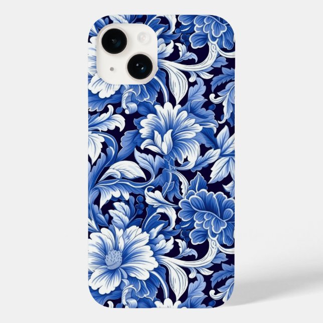 Indigo Blue Flowers Case-Mate iPhone Case (Back)
