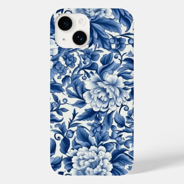 Indigo Blue Flowers Case-Mate iPhone Case (Back)