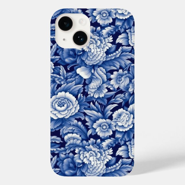 Indigo Blue Flowers Case-Mate iPhone Case (Back)