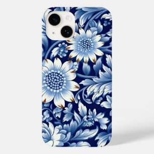 Indigo Blue Flowers Case-Mate iPhone 14 Case