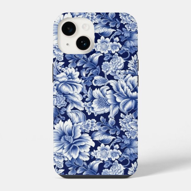 Indigo Blue Flowers iPhone Case (Back)