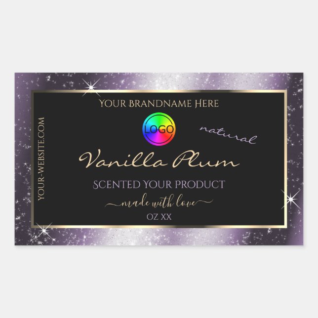 Indigo Blue Glitter Frame Product Label with Logo (Front)
