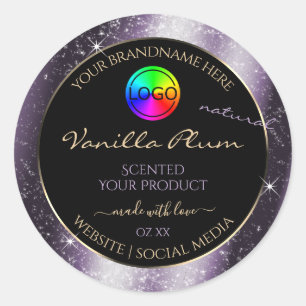 Indigo Blue Glitter Frame Product Label with Logo
