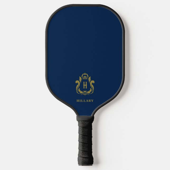 IndiGo Blue Gold Crest H Monogram Pickleball Paddle (Front)