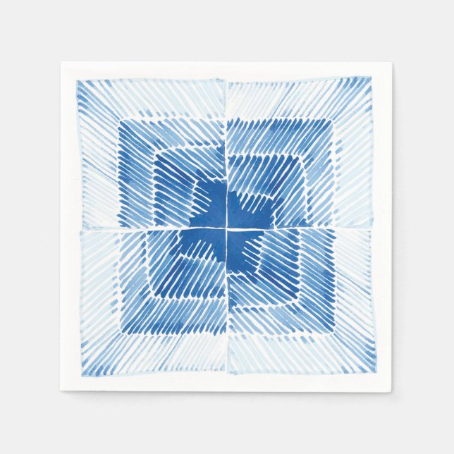 Indigo blue Japanese Shibori tie dye pattern Napkin (Front)