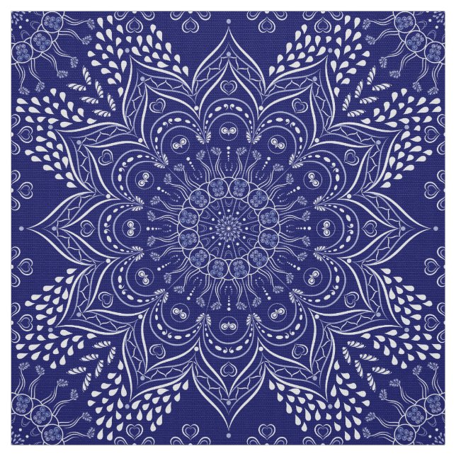 Indigo Blue Mandala Fabric (Swatch)