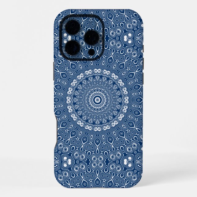 Indigo Blue Mandala Pattern iPhone Case (Back)