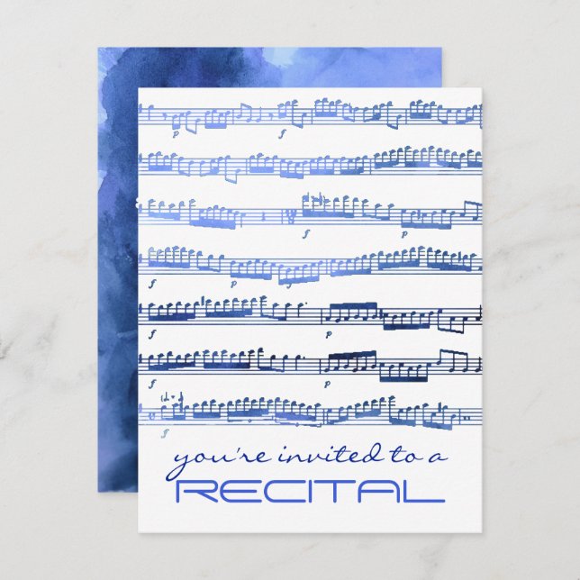 indigo blue music recital invitation (Front/Back)