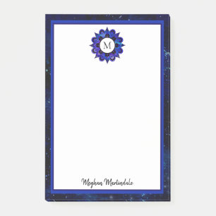 Indigo Blue Outer Space Galaxy Mandala Monogram Post-it Notes