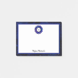 Indigo Blue Outer Space Galaxy Mandala Monogram Post-it Notes