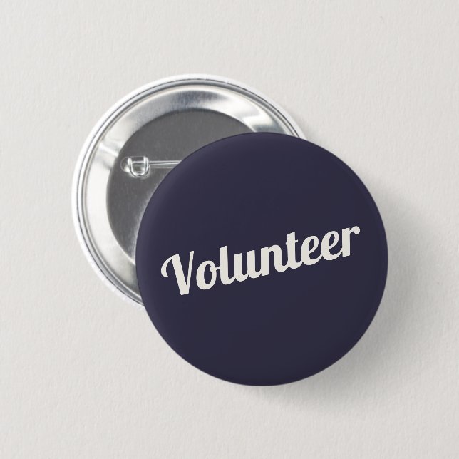 Indigo Blue Pin-back Volunteer Buttons (Front & Back)