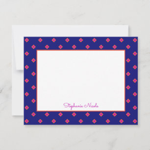 Indigo Blue Pink Orange Diamond Polka Dot Name Card