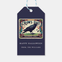 Indigo Blue Potion Halloween Black Crow Gift Tag