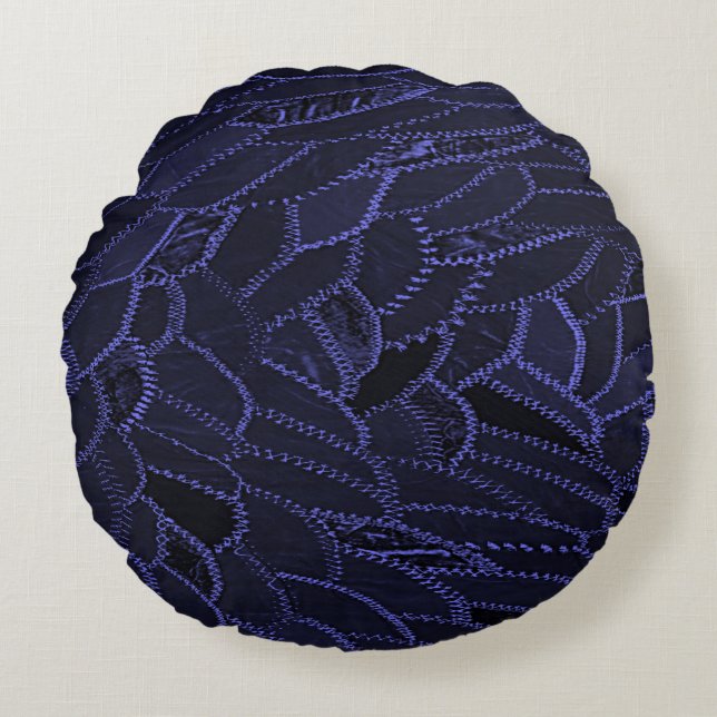 Indigo Blue Round Throw Pillow (Front)