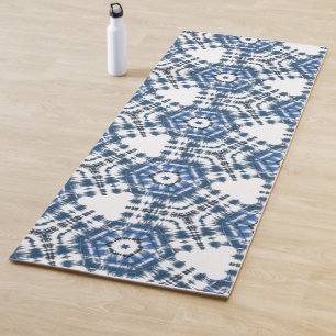 Indigo Blue Shibori Tie Dye Abstract Yoga Mat