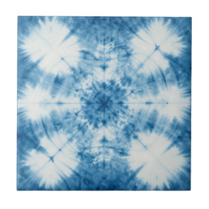 Indigo Blue Shibori Tie Dye Pattern Ceramic Tile