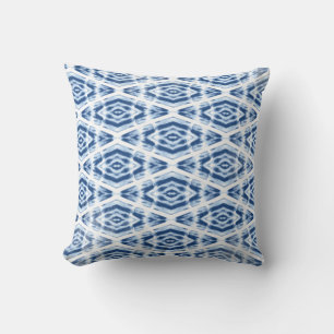 Indigo Blue Shibori Tie Dye Pattern Cushion