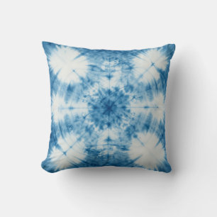 Indigo Blue Shibori Tie Dye Pattern Cushion