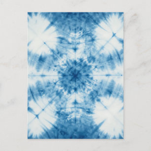 Indigo Blue Shibori Tie Dye Pattern Postcard
