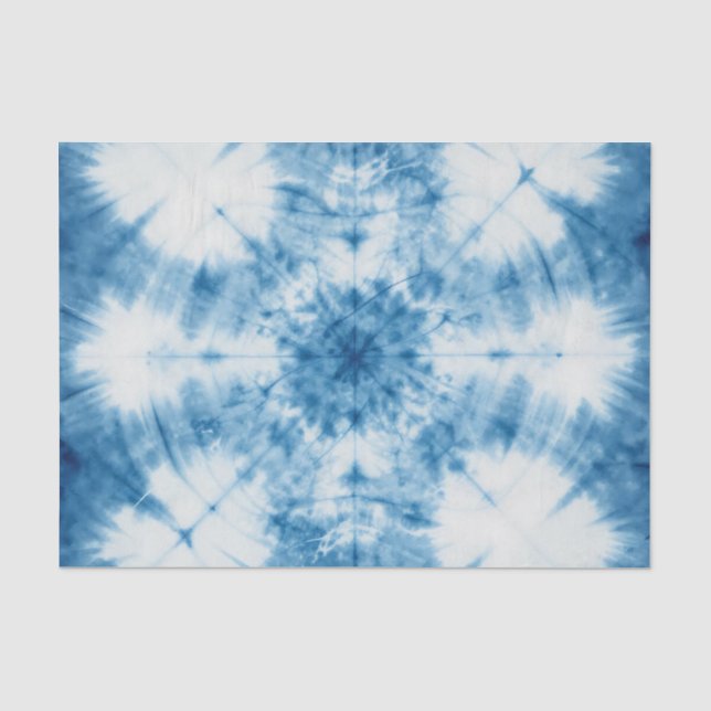 Indigo Blue Shibori Tie Dye Pattern Tissue Paper (Front)