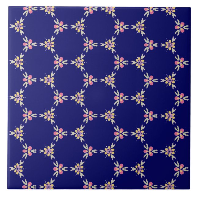 Indigo Blue Spanish Mediterranean Style Ceramic Tile (Front)