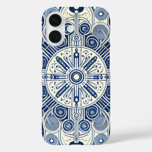 Indigo & Blue Symmetrical Design iPhone 16 Case
