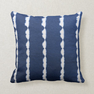 Indigo Blue Tie Dye Stripe Cushion
