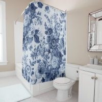 Indigo Blue Vintage Floral Toile No.3