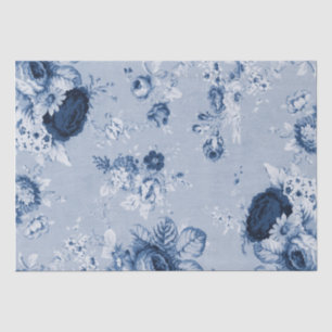 Indigo Blue Vintage Floral Toile No.4 Tissue Paper