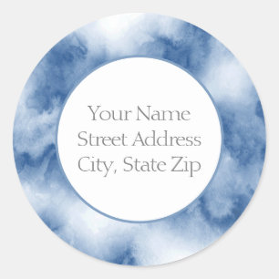 Indigo Blue Watercolor Abstract Labels