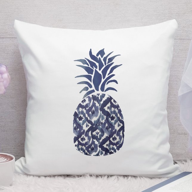indigo blue watercolor pineapple cushion (Creator Uploaded)