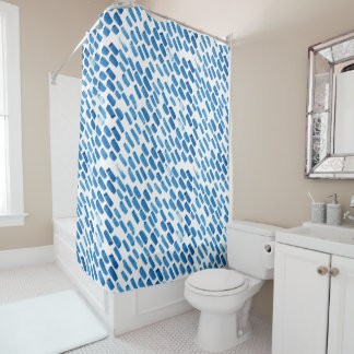Indigo blue watercolor rain drops shibori japanese shower curtain
