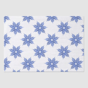Indigo Blue Watercolor Snowflake Pattern Tissue Paper