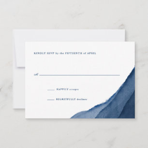 Indigo Blue Watercolor Wedding RSVP Card