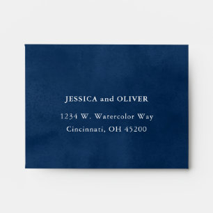 Indigo Blue Watercolor Wedding RSVP Envelope