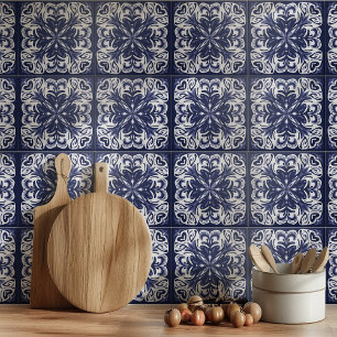 Indigo Blue White Azulejo Mediterranean  Ceramic Tile