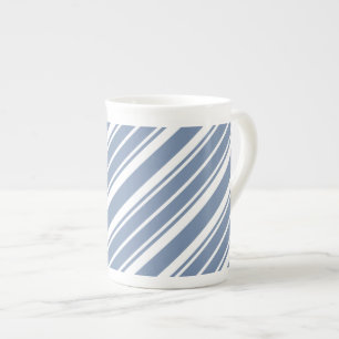 Indigo Blue, White Ticking Stripes Bone China Mug