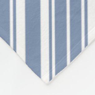 Indigo Blue, White Ticking Stripes Fleece Blanket