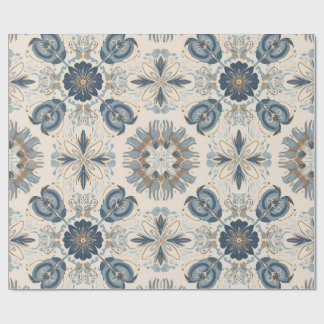 Indigo Boho Floral Mandalas Wrapping Paper