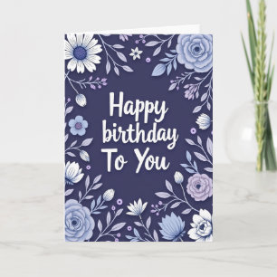 Indigo Botanical Birthday Card