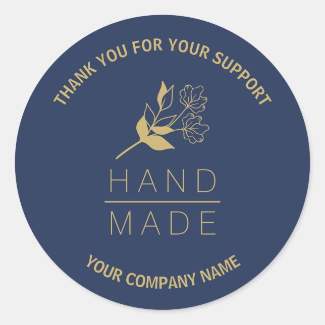 Indigo Botanical Simple Minimalist Handmade  Classic Round Sticker (Front)