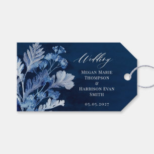 Indigo Botanical Watercolor Wedding Gift Tags